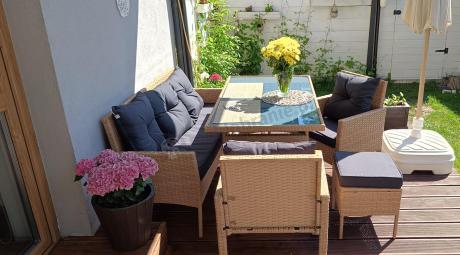 Zestaw mebli z technorattanu na taras Torino Dining – Yellow