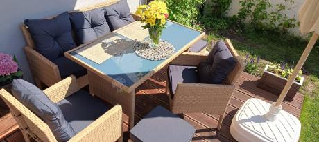 Zestaw mebli z technorattanu na taras Torino Dining – Yellow