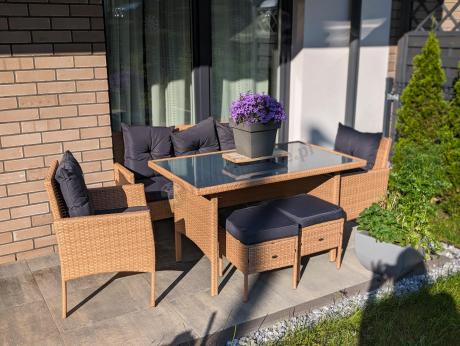 Zestaw mebli z technorattanu na taras Torino Dining – Yellow