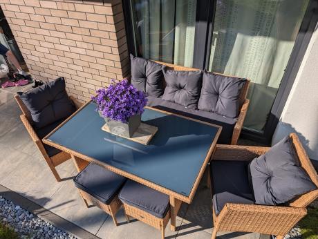 Zestaw mebli z technorattanu na taras Torino Dining – Yellow