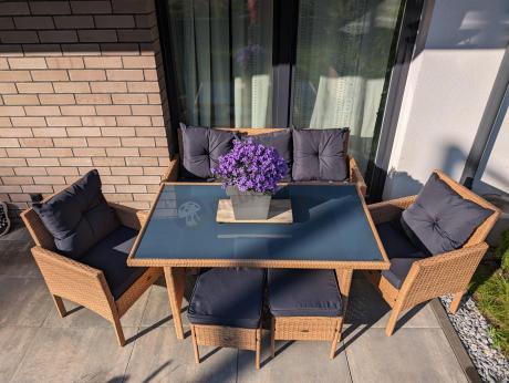 Zestaw mebli z technorattanu na taras Torino Dining – Yellow