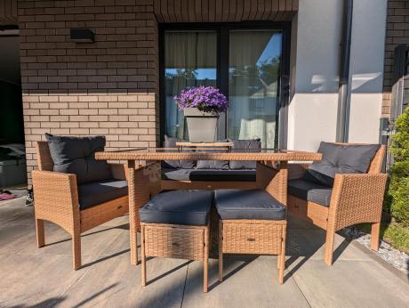 Zestaw mebli z technorattanu na taras Torino Dining – Yellow