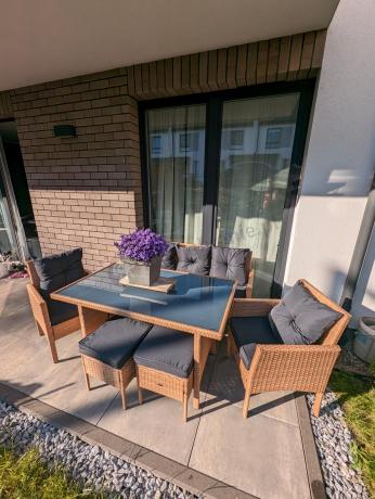 Zestaw mebli z technorattanu na taras Torino Dining – Yellow