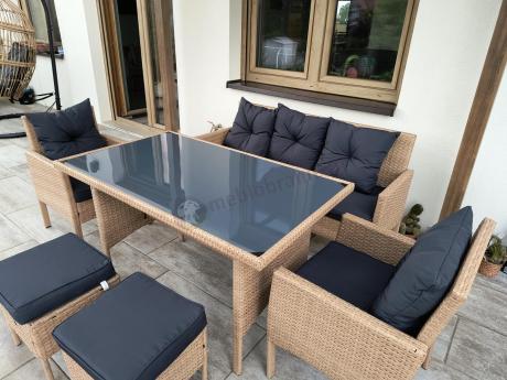 Zestaw mebli z technorattanu na taras Torino Dining – Yellow