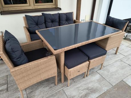 Zestaw mebli z technorattanu na taras Torino Dining – Yellow