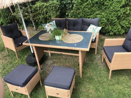 Zestaw mebli z technorattanu na taras Torino Dining – Yellow