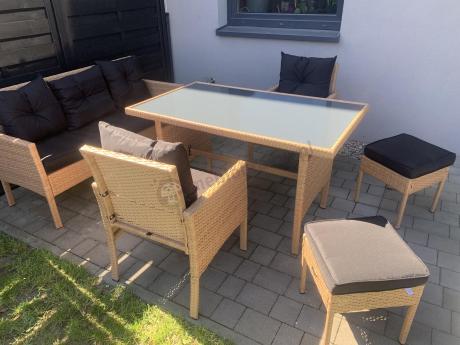 Zestaw mebli z technorattanu na taras Torino Dining – Yellow