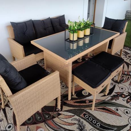 Zestaw mebli z technorattanu na taras Torino Dining – Yellow