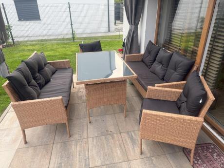 Zestaw mebli z technorattanu na taras Torino Grande – Naturalne, boho