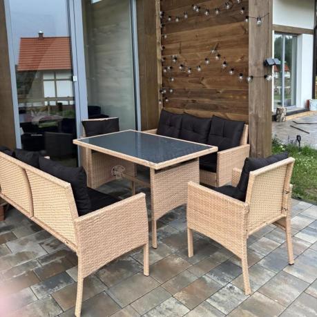 Zestaw mebli z technorattanu na taras Torino Grande – Naturalne, boho