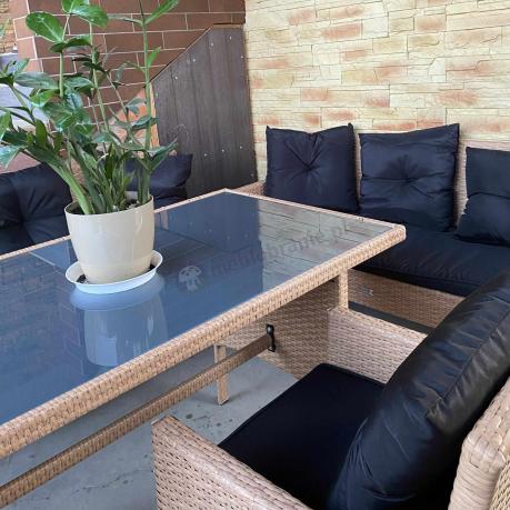 Zestaw mebli z technorattanu na taras Torino Grande – Naturalne, boho
