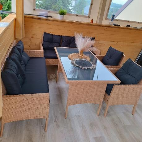 Zestaw mebli z technorattanu na taras Torino Grande – Naturalne, boho