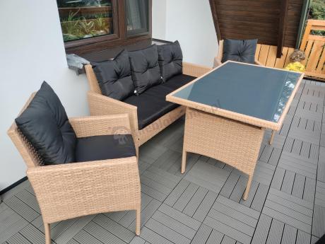 Zestaw mebli z technorattanu na taras Torino Grande – Naturalne, boho