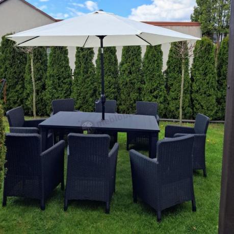 Zestaw na taras - Stół z parasolem i 8 foteli Meblobranie TF8 Plus grafit