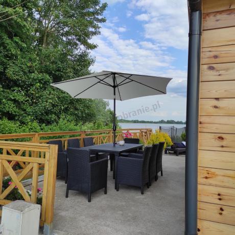 Zestaw na taras - Stół z parasolem i 8 foteli Meblobranie TF8 Plus grafit