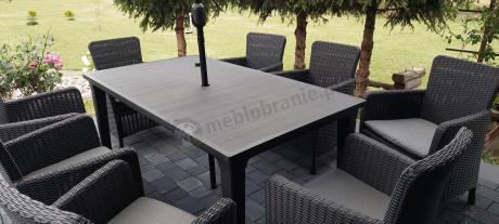 Zestaw na taras - Stół z parasolem i 8 foteli Meblobranie TF8 Plus grafit