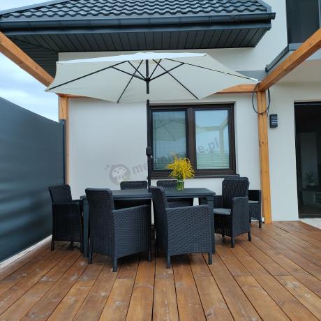 Zestaw na taras - Stół z parasolem i 8 foteli Meblobranie TF8 Plus grafit