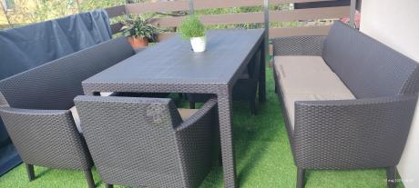 Zestaw na taras z wysokim stołem Meblobranie SFM brązowy