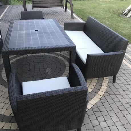 Zestaw na taras z wysokim stołem Meblobranie SFM brązowy