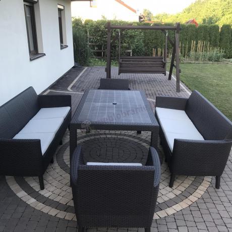 Zestaw na taras z wysokim stołem Meblobranie SFM brązowy