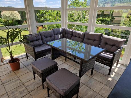 Zestaw narożnik ogrodowy z wysokim stołem Perata Corner – Anthracite