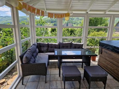 Zestaw narożnik ogrodowy z wysokim stołem Perata Corner – Anthracite