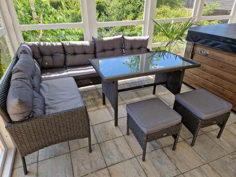 Zestaw narożnik ogrodowy z wysokim stołem Perata Corner – Anthracite