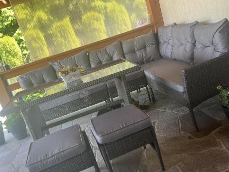 Zestaw narożnik ogrodowy z wysokim stołem Perata Corner – Anthracite