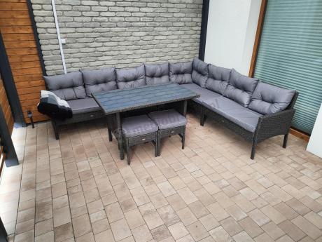 Zestaw narożnik ogrodowy z wysokim stołem Perata Corner – Anthracite