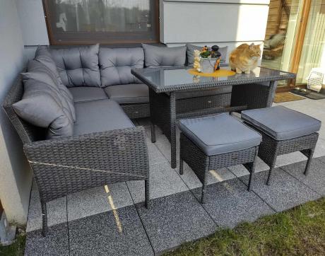 Zestaw narożnik ogrodowy z wysokim stołem Perata Corner – Anthracite