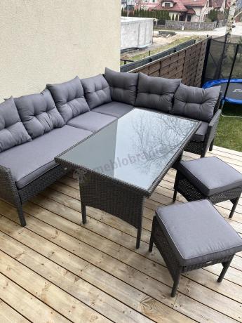 Zestaw narożnik ogrodowy z wysokim stołem Perata Corner – Anthracite