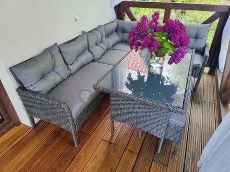 Zestaw narożnik ogrodowy z wysokim stołem Perata Corner – Anthracite