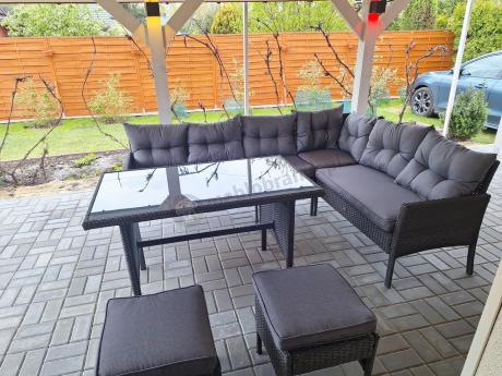 Zestaw narożnik ogrodowy z wysokim stołem Perata Corner – Anthracite