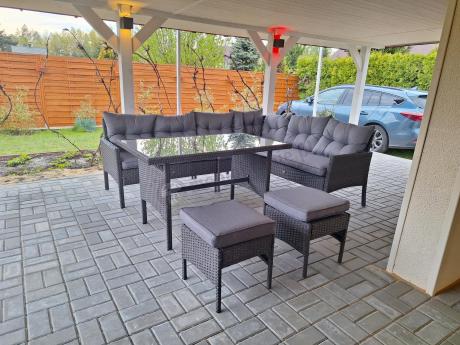 Zestaw narożnik ogrodowy z wysokim stołem Perata Corner – Anthracite