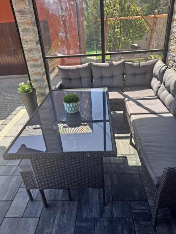 Zestaw narożnik ogrodowy z wysokim stołem Perata Corner – Anthracite