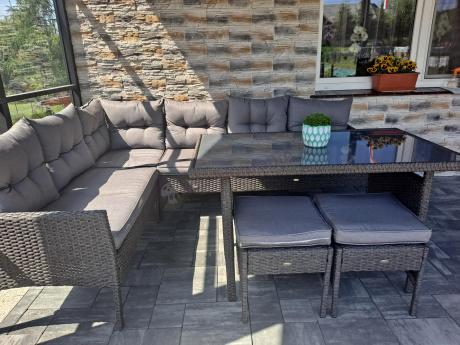 Zestaw narożnik ogrodowy z wysokim stołem Perata Corner – Anthracite