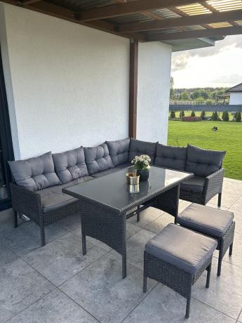 Zestaw narożnik ogrodowy z wysokim stołem Perata Corner – Anthracite