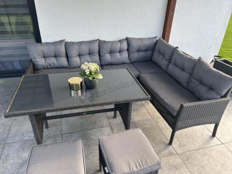 Zestaw narożnik ogrodowy z wysokim stołem Perata Corner – Anthracite