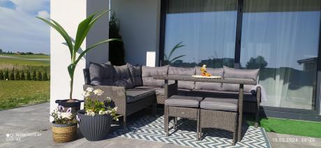 Zestaw narożnik ogrodowy z wysokim stołem Perata Corner – Anthracite