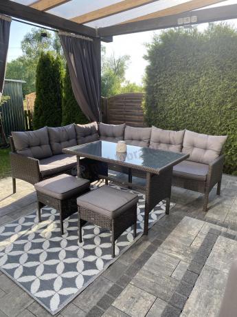 Zestaw narożnik ogrodowy z wysokim stołem Perata Corner – Anthracite