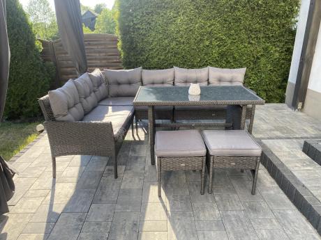 Zestaw narożnik ogrodowy z wysokim stołem Perata Corner – Anthracite