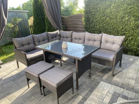 Zestaw narożnik ogrodowy z wysokim stołem Perata Corner – Anthracite