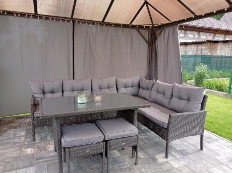 Zestaw narożnik ogrodowy z wysokim stołem Perata Corner – Anthracite