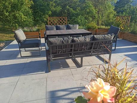 Zestaw obiadowy do ogrodu z dwiema sofami Panaon Grande Prime DG