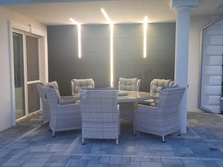 Zestaw obiadowy na taras technorattan Laritto 8+1 okrągły stół - Creme