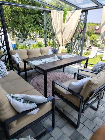 Zestaw obiadowy na taras z dwiema sofami Panaon Grande Prime WB