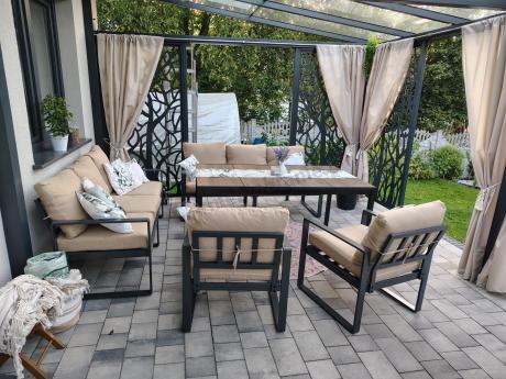 Zestaw obiadowy na taras z dwiema sofami Panaon Grande Prime WB