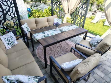 Zestaw obiadowy na taras z dwiema sofami Panaon Grande Prime WB