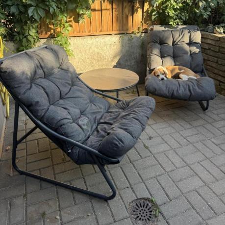 Zestaw ogrodowy Aurea 4-os. na balkon i taras – sofa, 2 fotele, stolik, poduszki 10 cm, antracyt