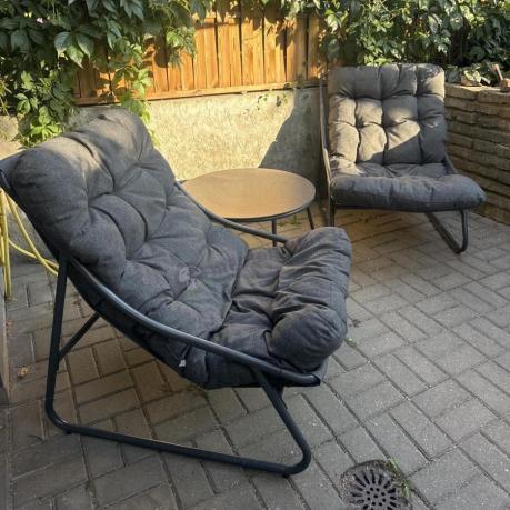 Zestaw ogrodowy Aurea 4-os. na balkon i taras – sofa, 2 fotele, stolik, poduszki 10 cm, antracyt